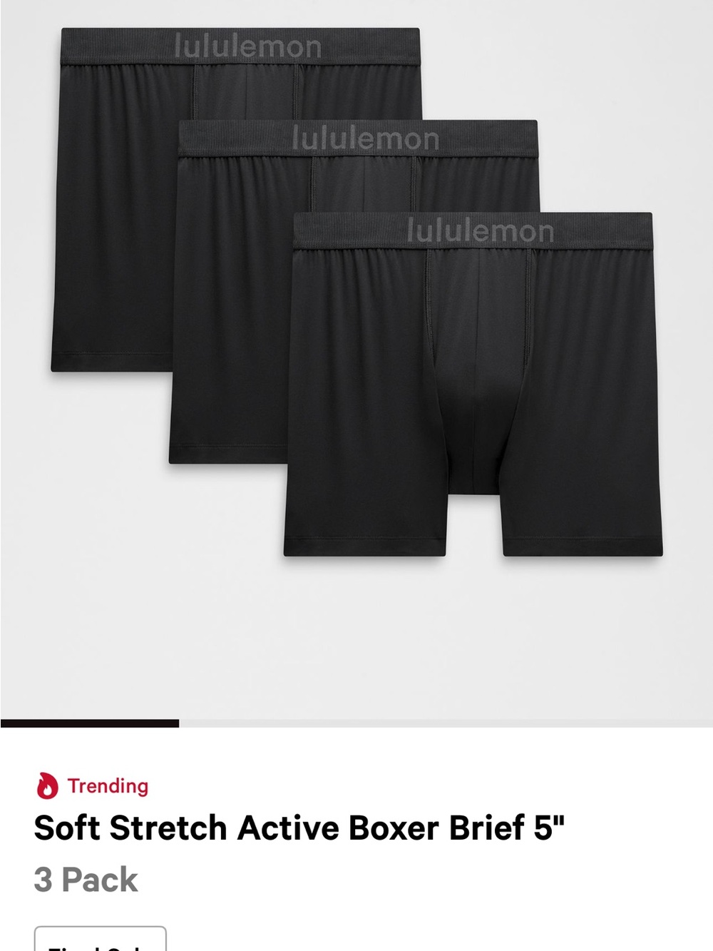 lululemon athletica Black Men's Soft Stretch Active Boxer Briefs — 3 Pack